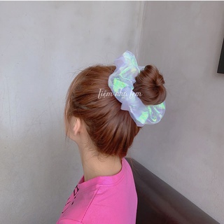 Dây buộc tóc Scrunchies, Cột tóc trắng ánh kim [tiemnhalem]