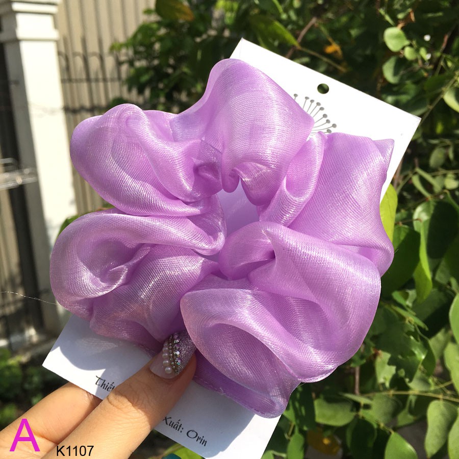 Dây buộc tóc, cột tóc vải scrunchies voan ánh nhũ siêu siêu đẹp Orin K1107