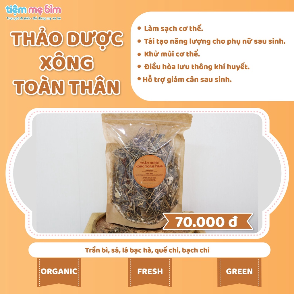 Thảo Dược Thiên Nhiên Xông Toàn Thân Cho Mẹ Sau Sinh Với Trần Bì, Sả, Lá Bạc Hà, Quế Chi