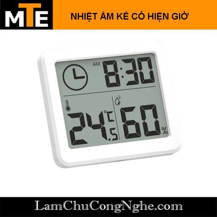 Đồng hồ đo nhiệt độ độ ẩm kèm thời gian thực hiển thị LCD - nhiệt kế, ẩm kế