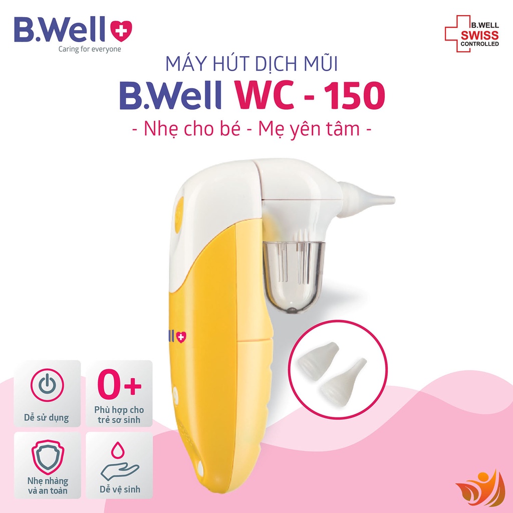 Máy hút mũi điện tử tự động cầm tay trẻ em b.well wc 150, máy hút mũi thông minh cho bé sơ sinh - bwell y tế 360