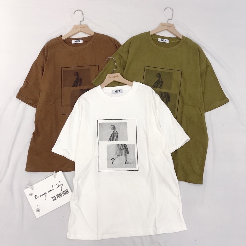 Áo Thun Unisex Mác 3158 Cô Gái Vuông HB313 Form To Rộng Hàng Quảng Châu Loại 1