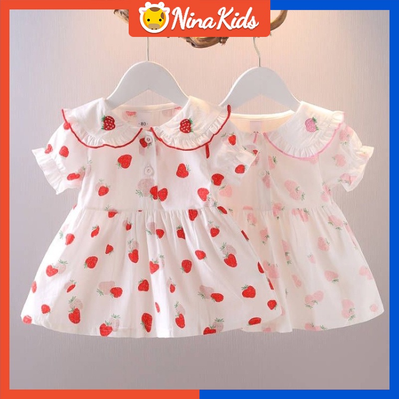 Đầm công chúa tay phồng bằng vải cotton thời trang dễ thương dành cho bé gái 0-4 tuổi