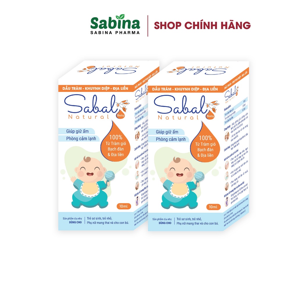 2 lọ Sabal. Tinh dầu giúp giữ ấm phòng cảm lạnh cho bé