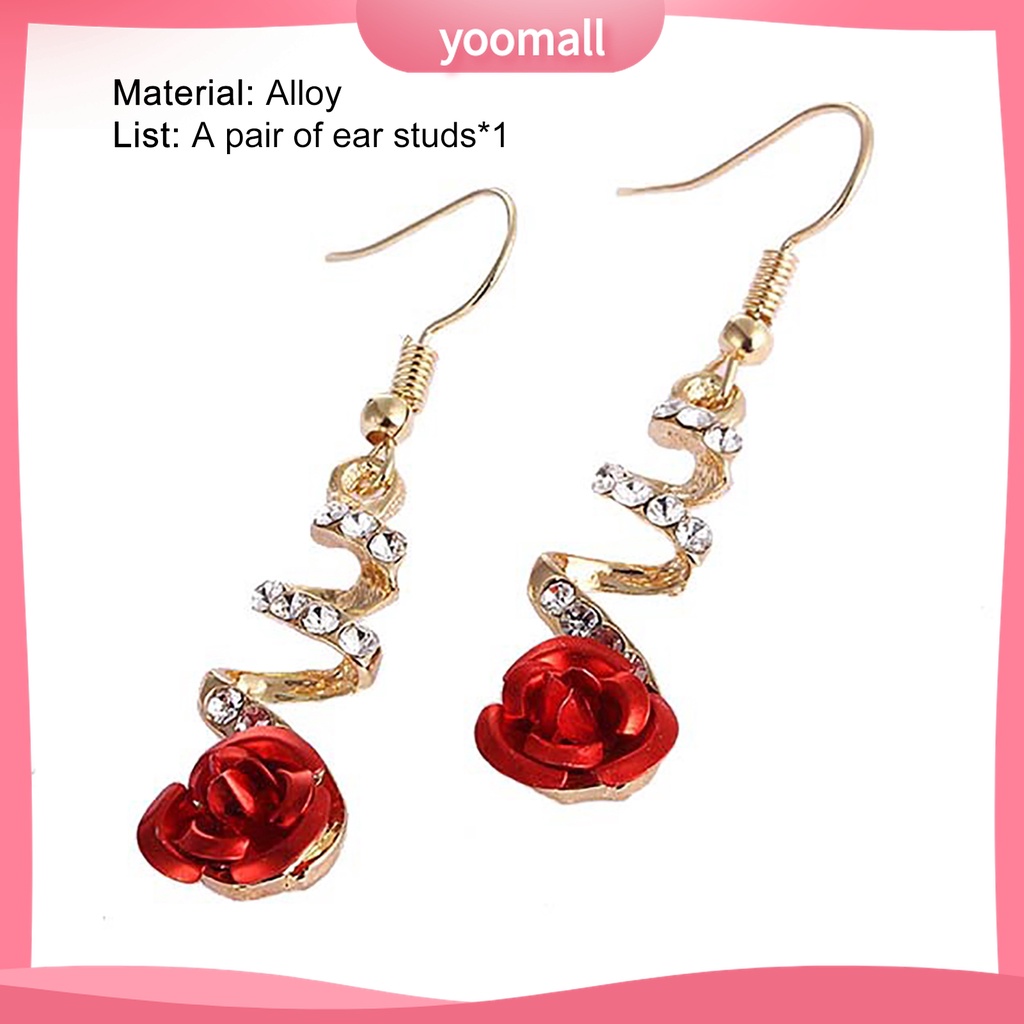Yomall♡ 1 Đôi Bông Tai Hình Hoa Hồng Dạng Xoắn Ốc Thanh Lịch Dễ Phối Đồ Dành Cho Nữ