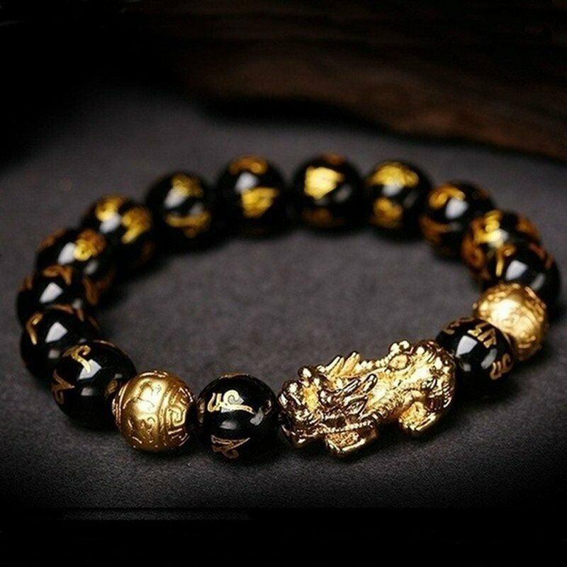 Vòng Tay Hạt Đá Obsidian Đen May Mắn