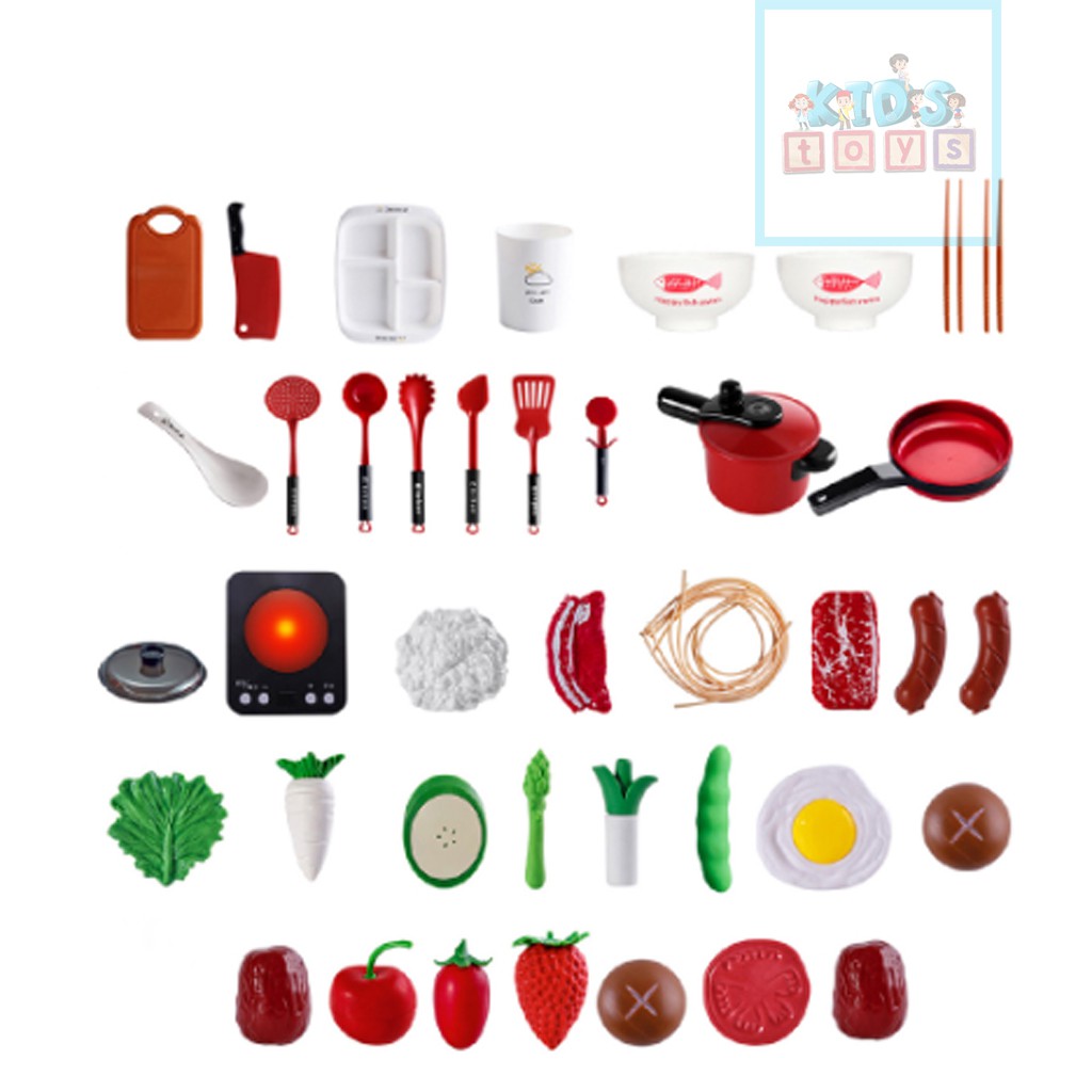 Đồ Chơi Nấu Ăn 36 Món Chi Tiết đầy đủ dụng cụ nhà bếp và thực phẩm nhập vai Giúp Bé Phát Triển Kĩ Năng