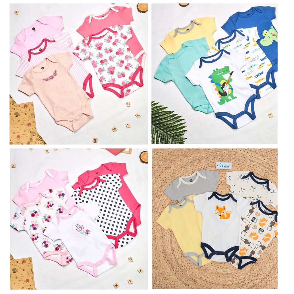 SÉT 5 BODY SUIT BELITI XUẤT MỸ CHO BÉ TRAI BÉ GÁI TTS197