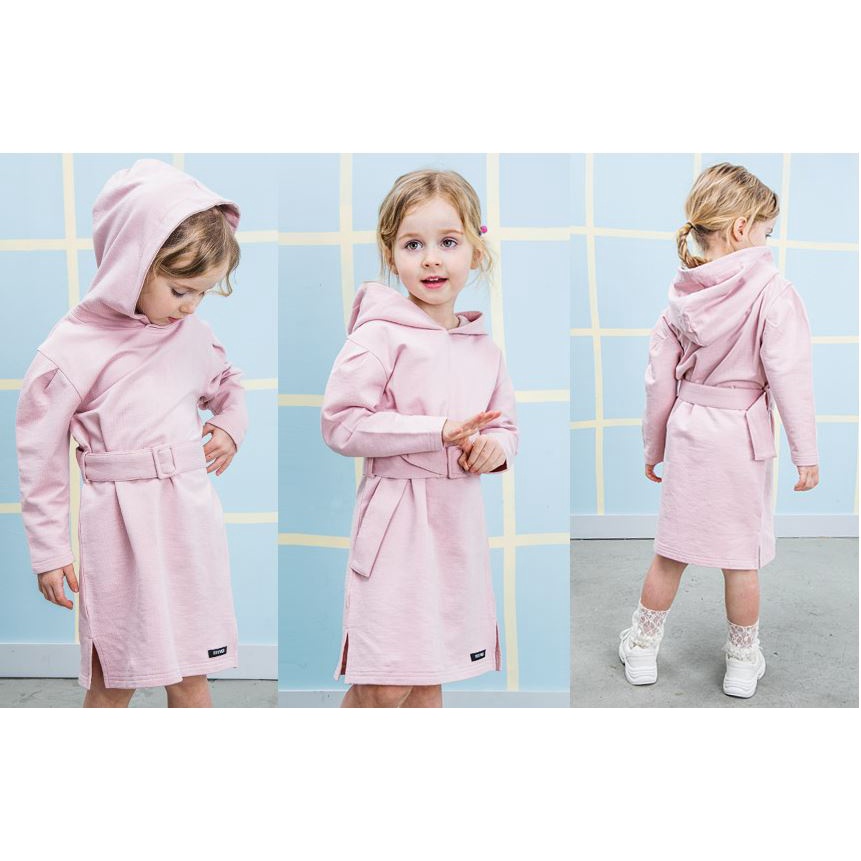 Đầm thun mặc ấm mùa thu bé gái Petite Mieux thương hiệu Hàn Quốc có cổ màu đen hồng MOM & BABY CMRBC27