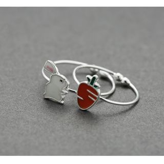 FREESHIP ĐƠN TỪ 99K Bạc 925- Nhẫn bạc nữ mặt thỏ N12/  N02 cà rốt đáng yêu