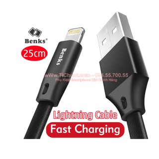 Cáp USB Lightning ngắn 25cm Benks Magic Prague Sạc iPhone iPad Dây Dù Dẹp Chốn thumbnail