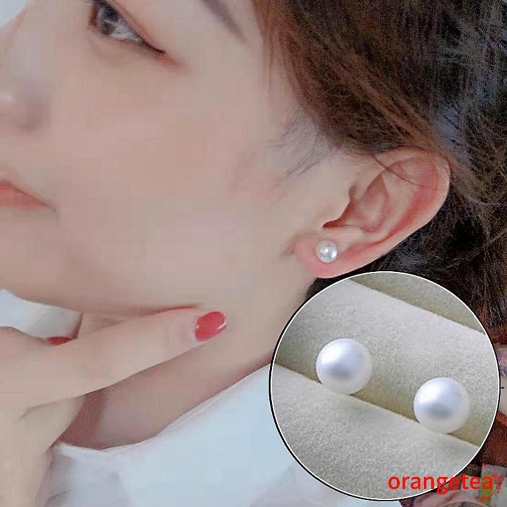 Khuyên tai đinh tán đính ngọc trai nhân tạo thời trang