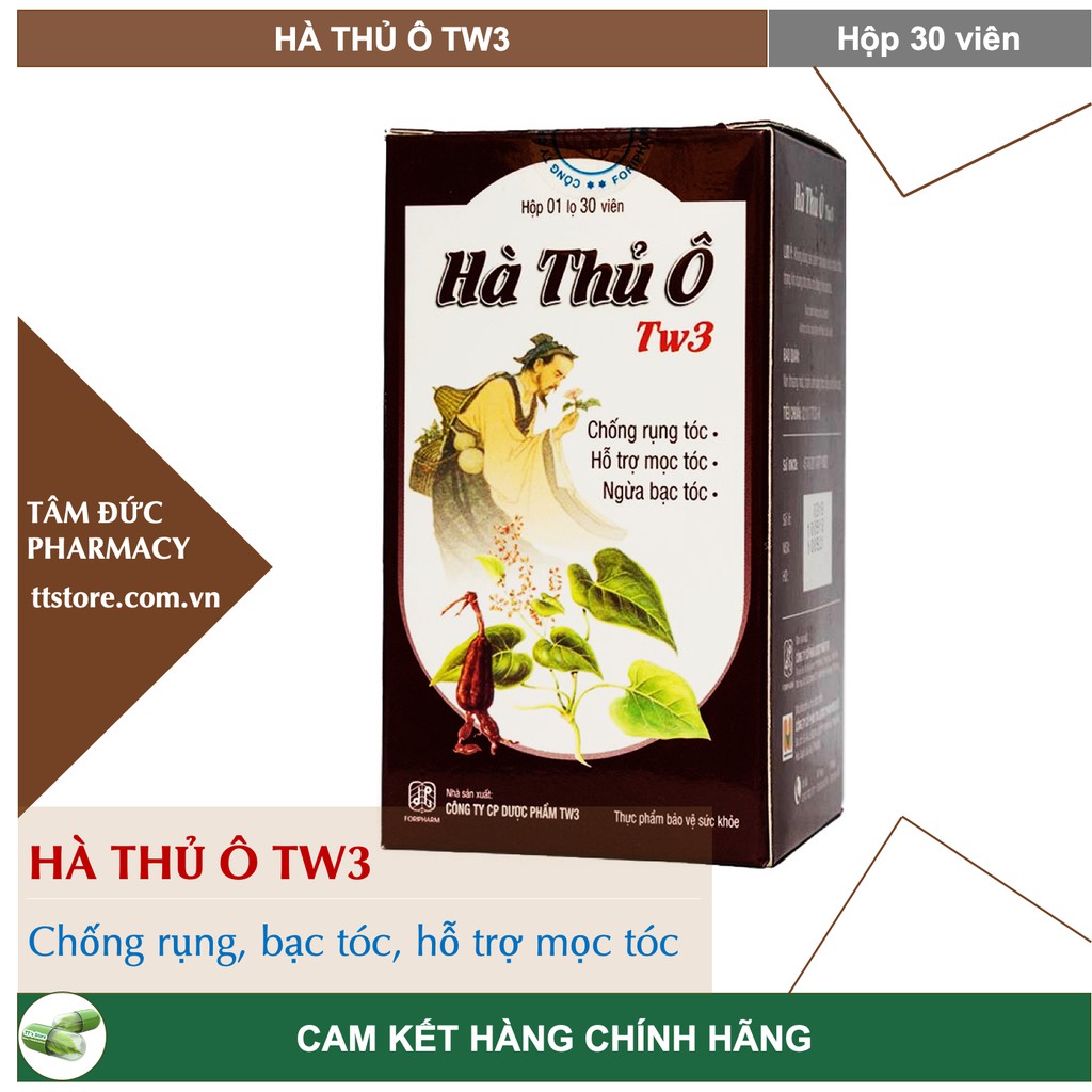 HÀ THỦ Ô TW3 [Hộp 30 viên] - Hỗ trợ mọc tóc, ngừa bạc tóc [hà thủ ô trung ương 3 / TƯ3]