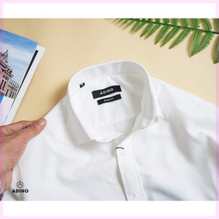 Áo sơ mi ADINO trắng nam chất lụa chống nhăn phom slim fit công sở