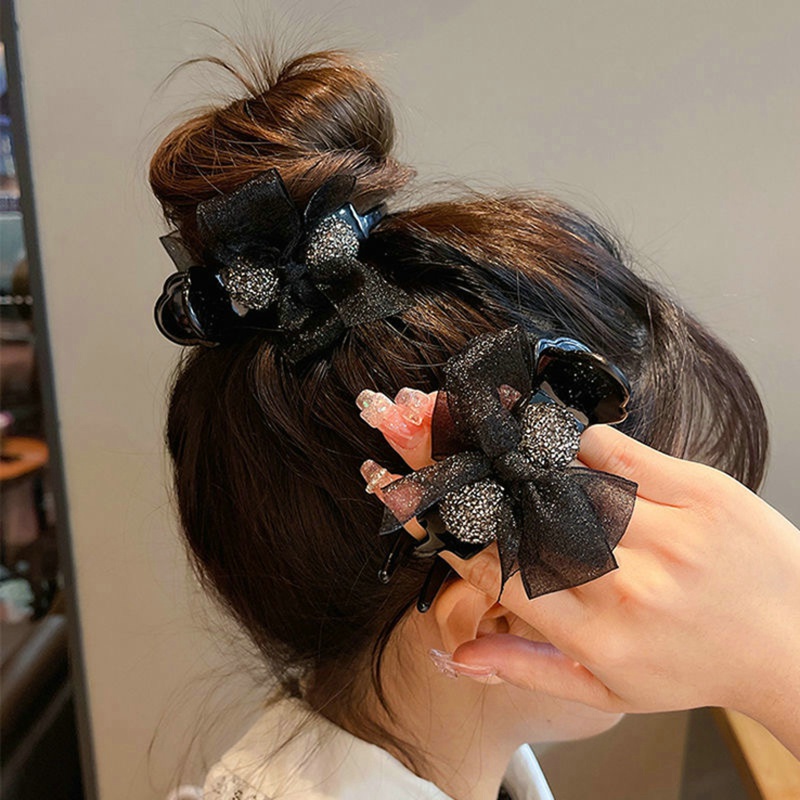 Kẹp Tóc Đính Bóng Ruy Băng Nơ Thời Trang 2022 Cho Nữ