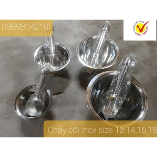 Bộ Chày cối inox size 18,bộ chày cối inox đại ,chày cối inox to ,inox sáng bóng đẹp