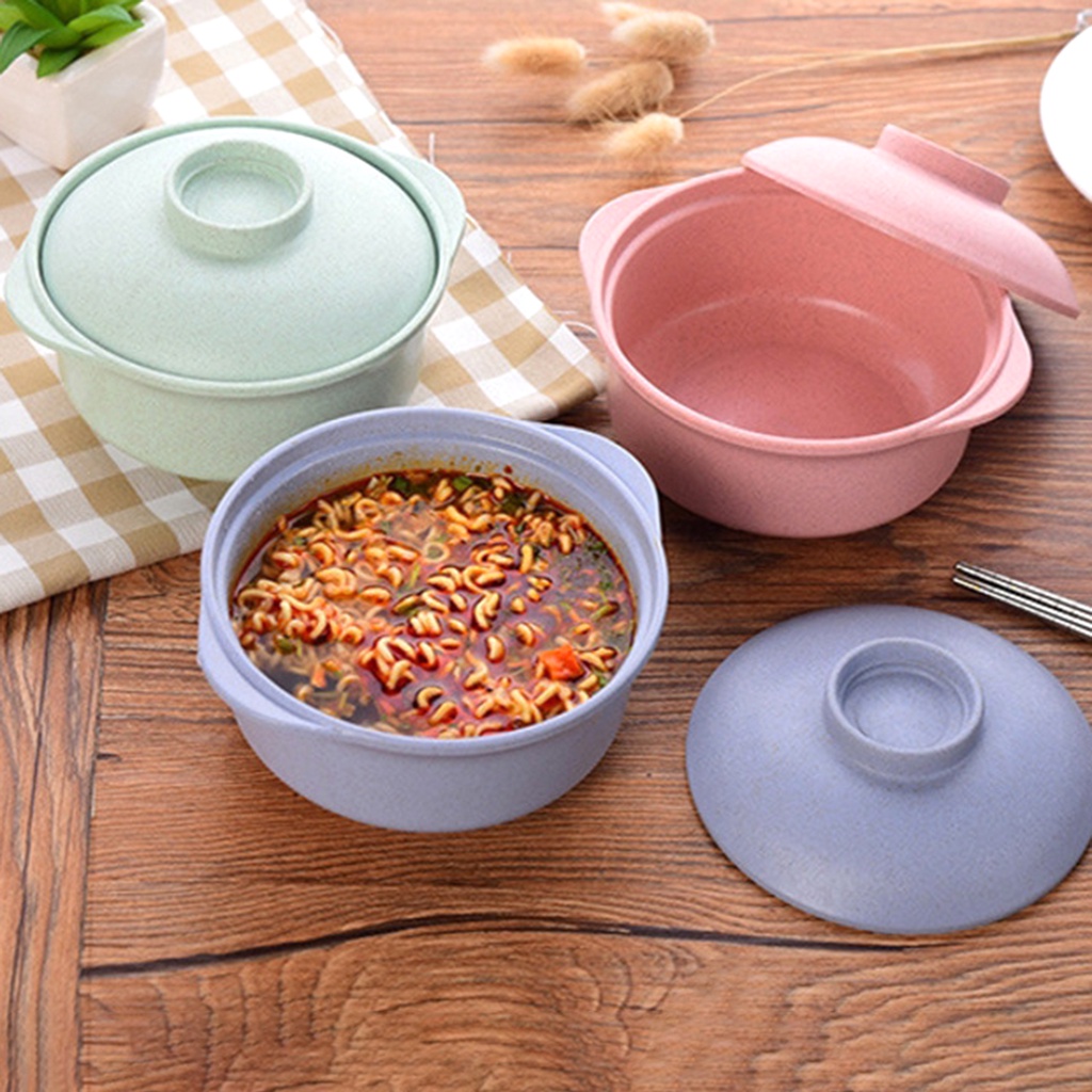 Bát ăn mì có nắp đậy bằng nhựa chống mòn tiện lợi