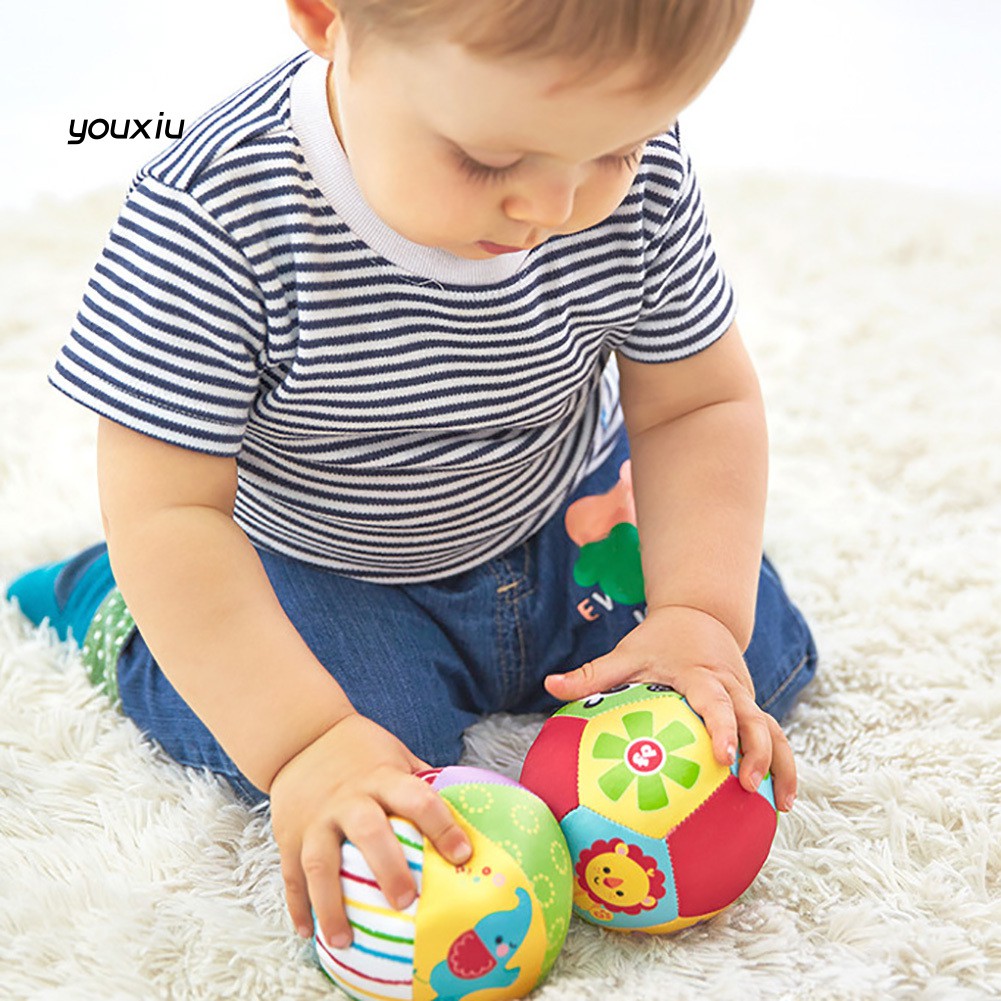 ♛YEWJ♛Infant Baby Toddler Kids Soft Stuffed Ball Animal Pattern Bell Sports Crib Toy