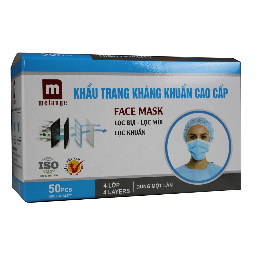 [Mã LT50 giảm 50k đơn 250k] Khẩu trang y tế kháng khuẩn 4 lớp Melange ( Hộp 50 cái) | BigBuy360 - bigbuy360.vn