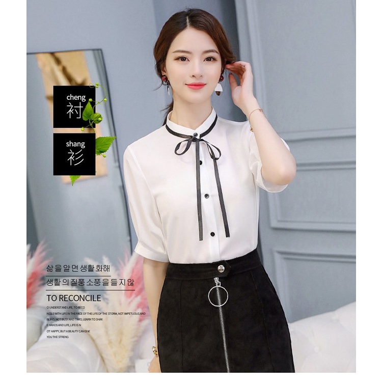 Áo kiểu chất kate lụa tay lỡ cổ trụ thời trang công sở cho phái nữ S45