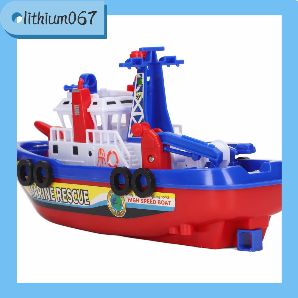 Lithium067 Đồ chơi Thuyền cứu hỏa Tự động Phun nước Âm nhạc Giáo dục Ánh sáng Điện Trẻ em Tắm cho Bé trai gái