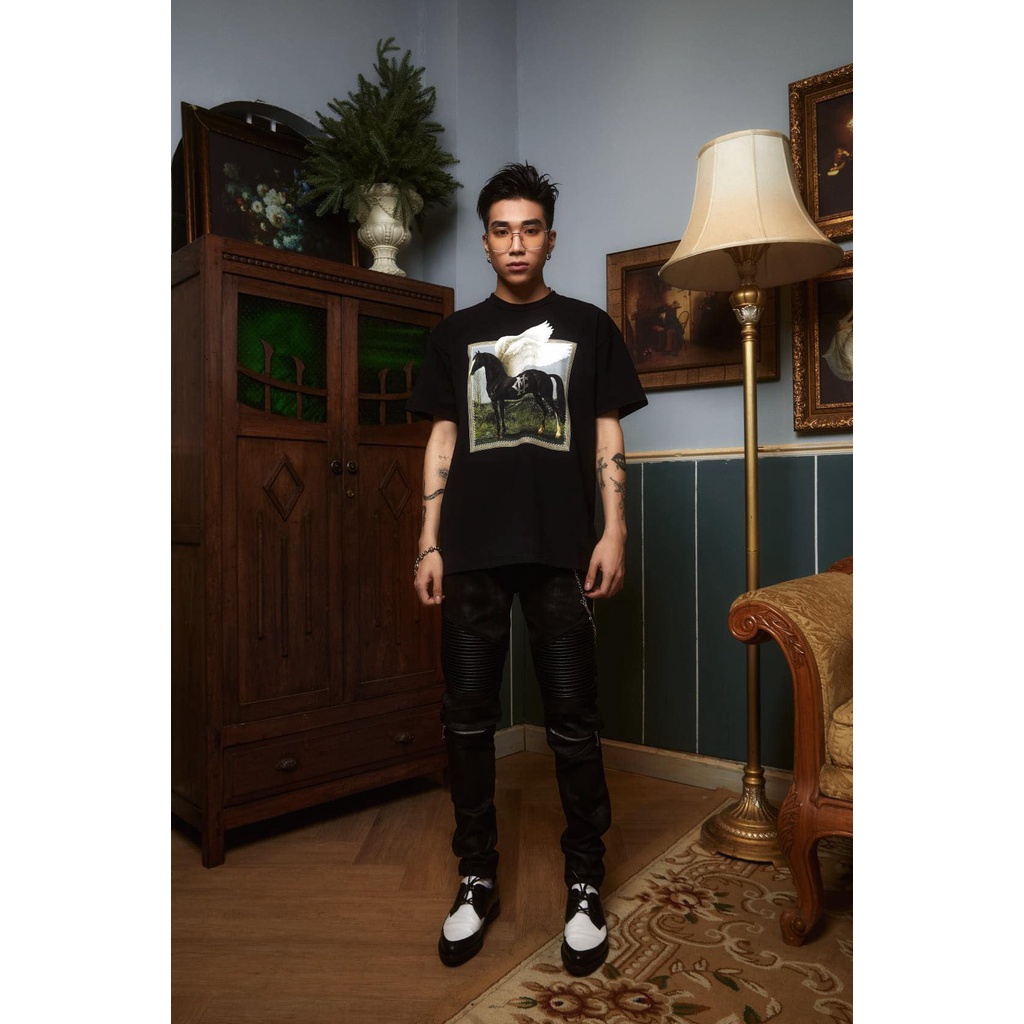 Áo phông ngắn tay unisex PEGASUS black