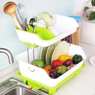 Kệ úp chén đĩa 2 tầng có khay thoát nước