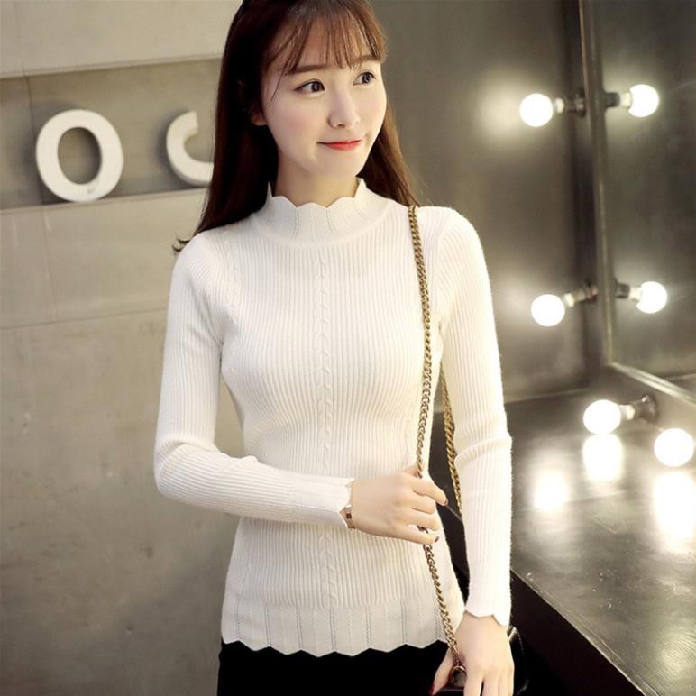 [ullzzang trang phục đông đồ len] Aó len nữ cardigan choàng len cổ lọ họa tiết cách điệu AK13057 - 250 😍 *