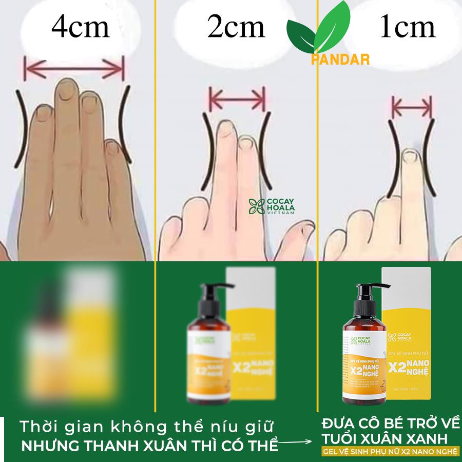 Dung dịch vệ sinh phụ nữ x2 nano nghệ, hồng mịn, se khít, hết ngứa loại bỏ mùi hôi, Cỏ Cây Hoa Lá, PANDAR, chai 150 ml