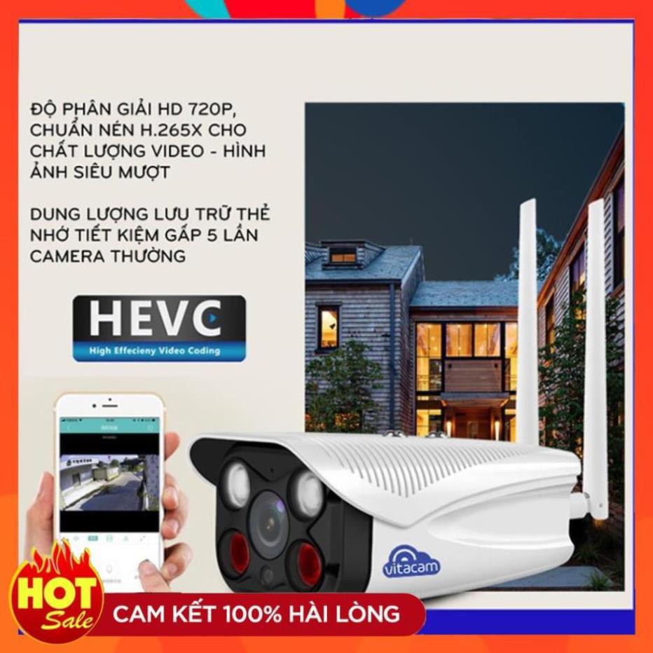 [Chính Hãng] Camera IP Wifi Vitacam VB720 Pro Ngoài Trời Hình Ảnh có màu cả Đêm và Ngày-Chính Hãng BH 24T