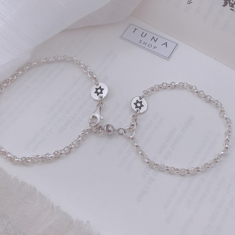 Vòng tay đôi THIẾT KẾ [𝑲𝒉𝒂̆́𝒄 𝒕𝒉𝒆𝒐 𝒚𝒆̂𝒖 𝒄𝒂̂̀𝒖] Lắc đôi Bạc _ 𝑨̉𝒏𝒉 𝒕𝒉𝒂̣̂𝒕 __ Cam kết chuẩn Bạc_TUNASHOP