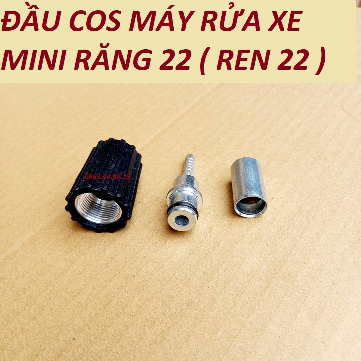 Đầu cos ren trong 22mm của dây xịt máy rửa xe mini gia đình ( đầu cốt 3 chi tiết )