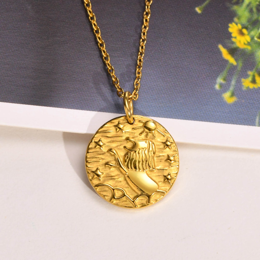 Vnox Vòng cổ Mặt Chạm Khắc Hình Học Màu Vàng Dùng Làm Quà Tặng Trang Sức