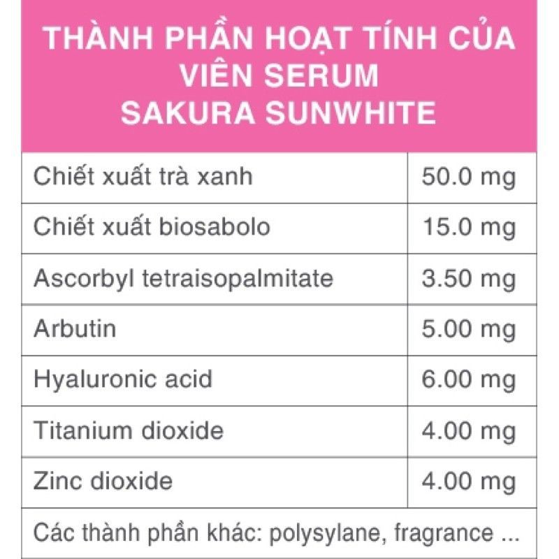 Nno/Nno Vite/ Sakura White/ Sakura Sun Mega wecare giúp Dưỡng ẩm, tái tạo, chống oxy hóa  hộp 30 viên