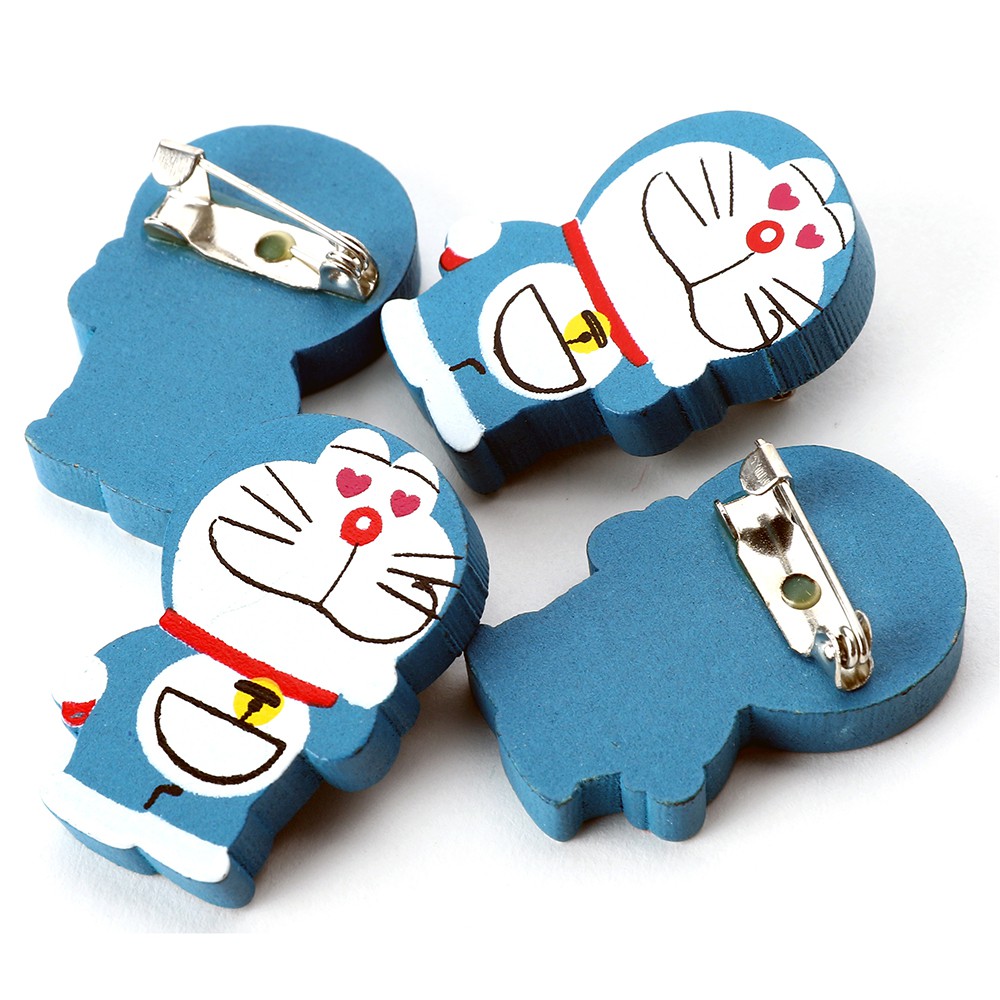 Huy hiệu gỗ Doraemon (Bộ 4 cái) - P-WP-B