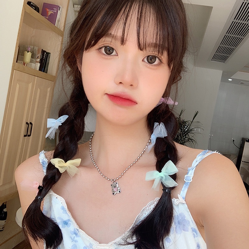 Kẹp tóc lưới đính nơ màu sắc xinh xắn cho bé gái