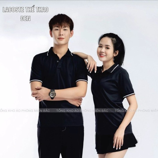 Áo Polo màu Đen chất liệu Lacoste Thể Thao mềm mịn thoáng mát – Áo thun Nam Nữ có cổ. Nhận IN ẤN theo yêu cầu.