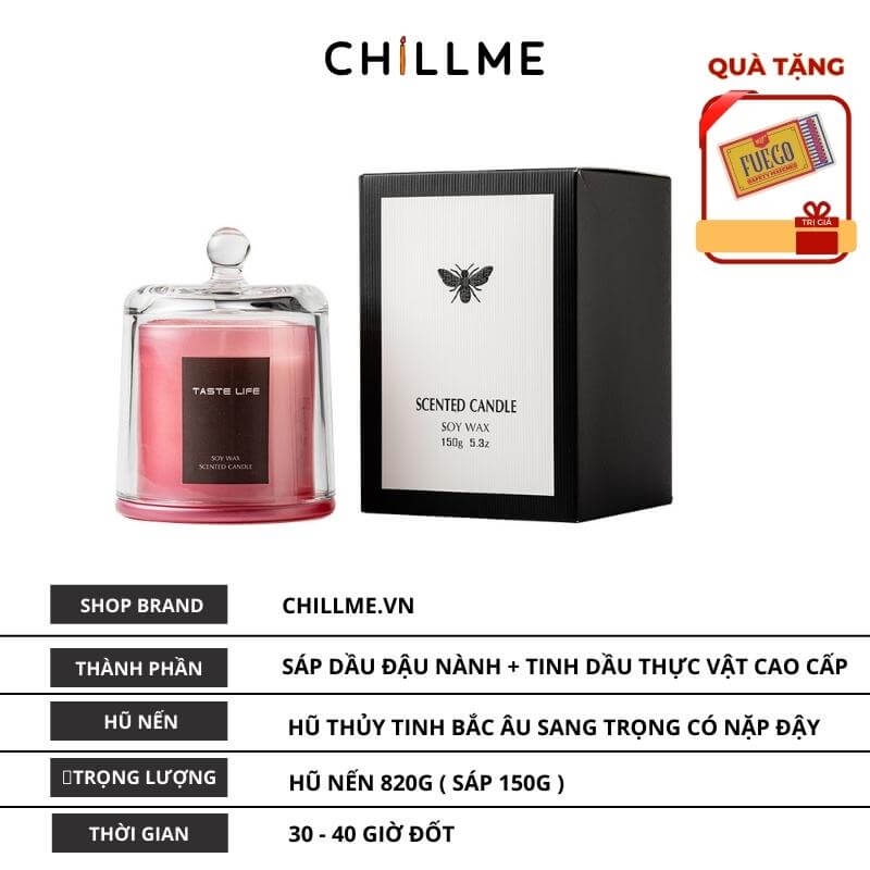 Nến thơm cao cấp sáp đậu nành chillme thiên nhiên khử mùi phòng trang trí sang trọng đẹp mắt TL