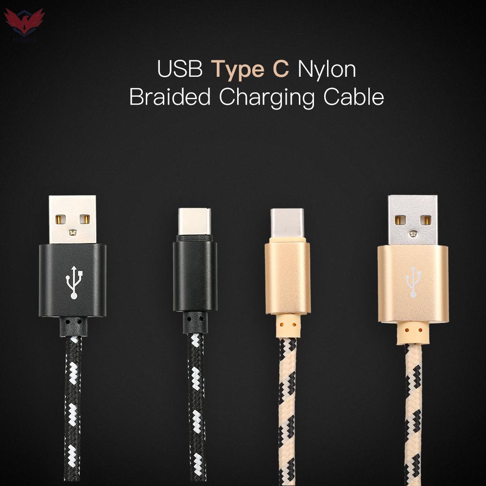 Dây Cáp Sạc Truyền Dữ Liệu Usb Type C Bằng Nylon Bện Cho Samsung Huawei Xiaomi Đen