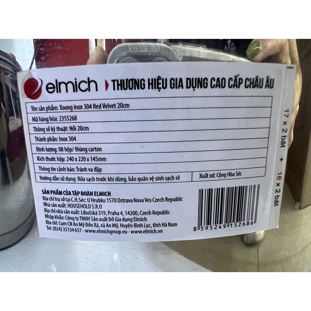 Nồi Elmich inox 304 Red Velvet 18cm, 20cm, 22cm, 24cm