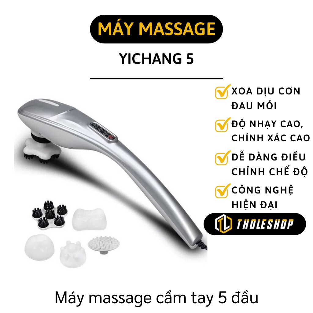 Máy Massage Cầm Tay - Máy Đấm Lưng Yichang 5 Đầu Không Dây Xoa Bóp Toàn Thân 7983