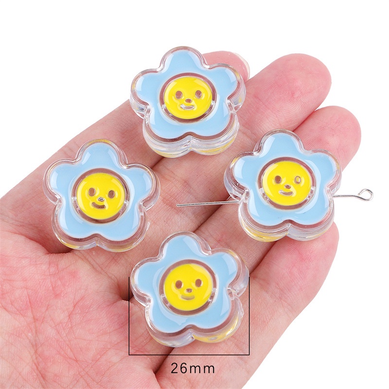 Set 4 / 10 Hạt Nhựa Acrylic Trong Suốt Hình Hoa / Gấu / Cherry Tự Làm Trang Sức