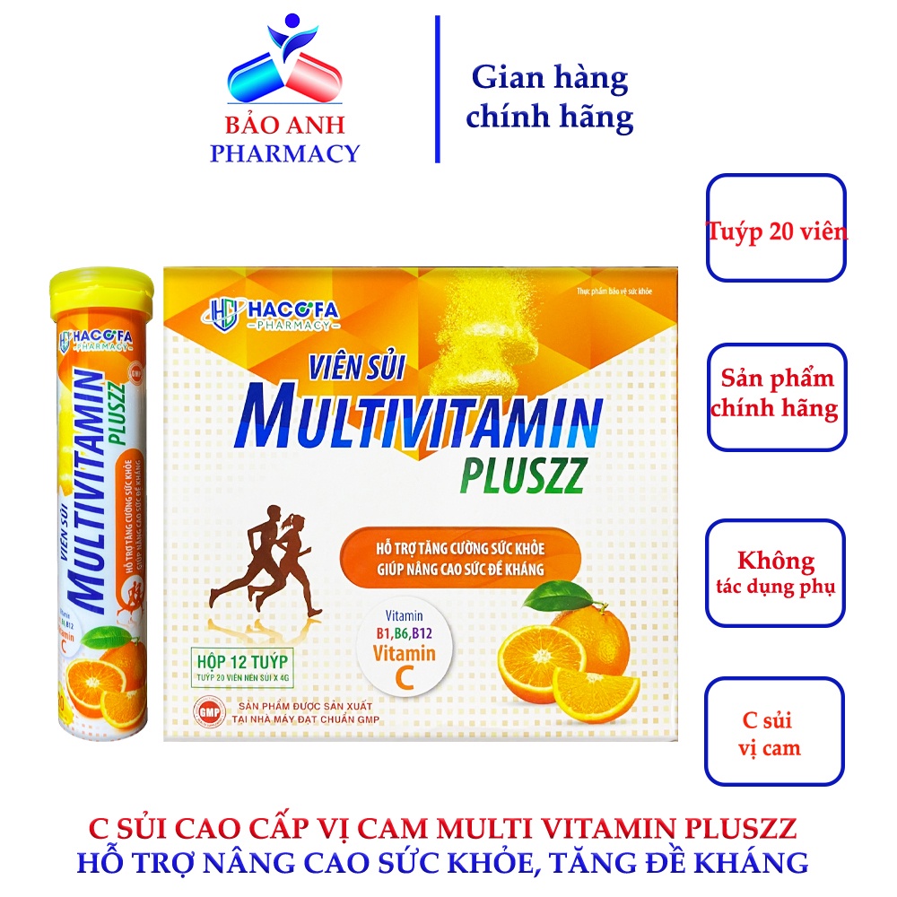 Viên C Sủi cao cấp Multi Vitamin Pluszz – Bổ sung Vitamin thiết yếu - Hỗ trợ nâng cao sức khỏe, tăng sức đề kháng -H20V