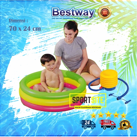 Bestway Hồ Bơi Mùa Hè 70x24cm Bằng Cao Su Màu Cầu Vồng Cho Bé