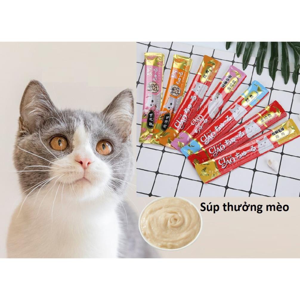 STHA- 1 thanh Pate Cat food &amp; Ciao Soup cho mèo Súp thưởng mèo thức ăn cho mèo dạng sốt