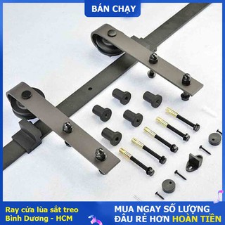 Bộ ray trượt cửa lùa sắt + Ray 2 mét