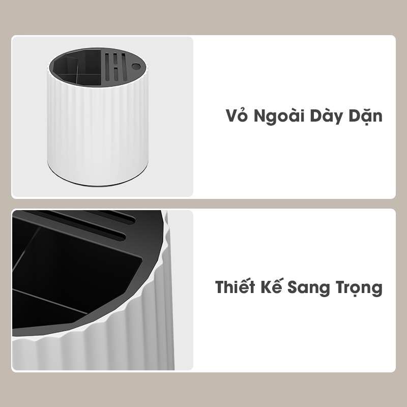 Ống Đựng Dao Đũa  Muỗng Cao Cấp, Hôp Đựng Đũa Xoay 360* Có Khay Hứng Ráo Nước Tháo Rời Canashop