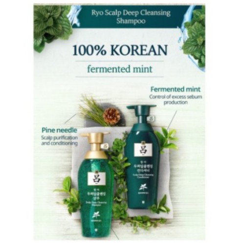 [Ryo]500ml💝THƯƠNG HIỆU HÀN QUỐC💝Root Strengthener Damage Care Scalp Deep Cleansing Shampoo Conditioner Mỹ phẩm HÀN QUỐC