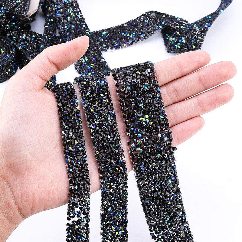 Dây Xích AB 15-30mm Màu Đen Đính Đá Trang Trí Giày Dép