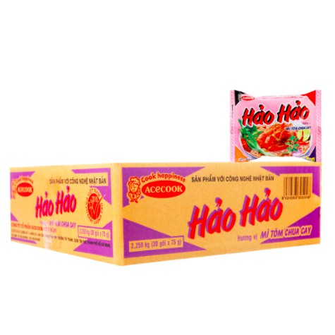 Thùng mì tôm Hảo Hảo chua cay 30 gói x 75g (Date luôn mới nhất)